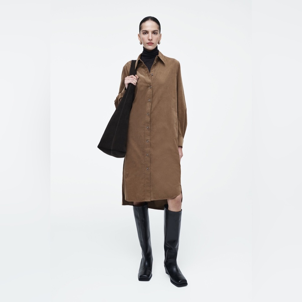 COS CORDUROY MIDI SHIRT DRESS